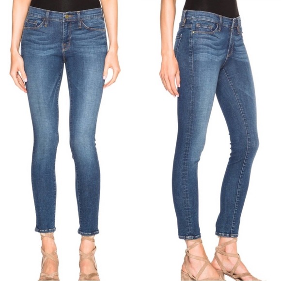 Frame Denim Skinny Crop Jeans size 25 Blue Le Skinny De Jeanne Low Rise - Picture 1 of 13